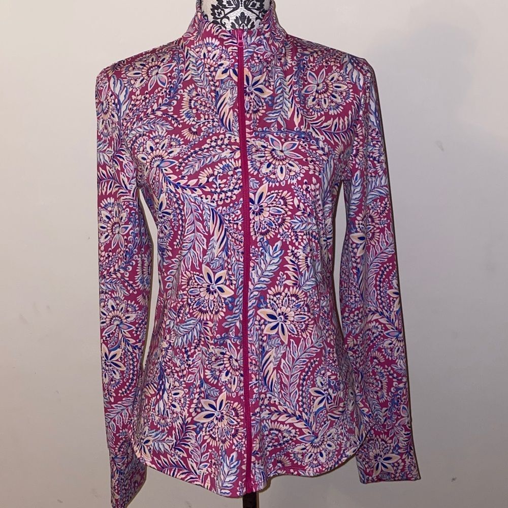 Tommy Bahama Active Golf & Tennis Floral Long Sleeve Full Zip Jacket Size Medium - Picture 2 of 13